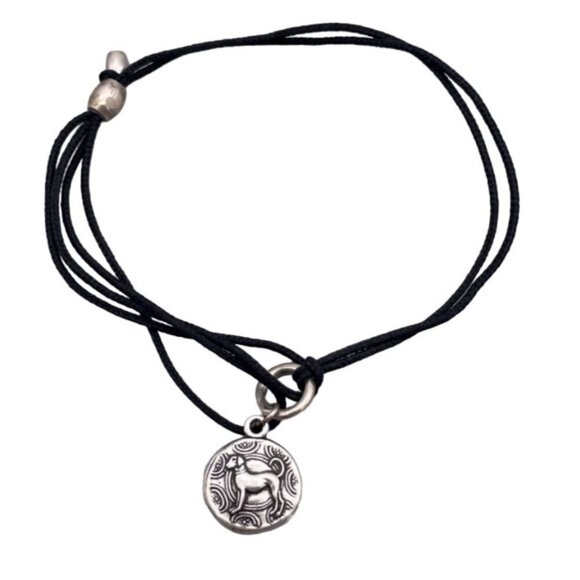 Alex and Ani Dog Pull Charm Black Double Cord Bracelet - Picture 1 of 5